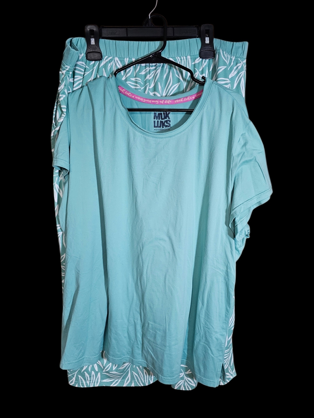 MUK LUKS Aqua/Turquoise Short Sleeve Women's Pajama Set